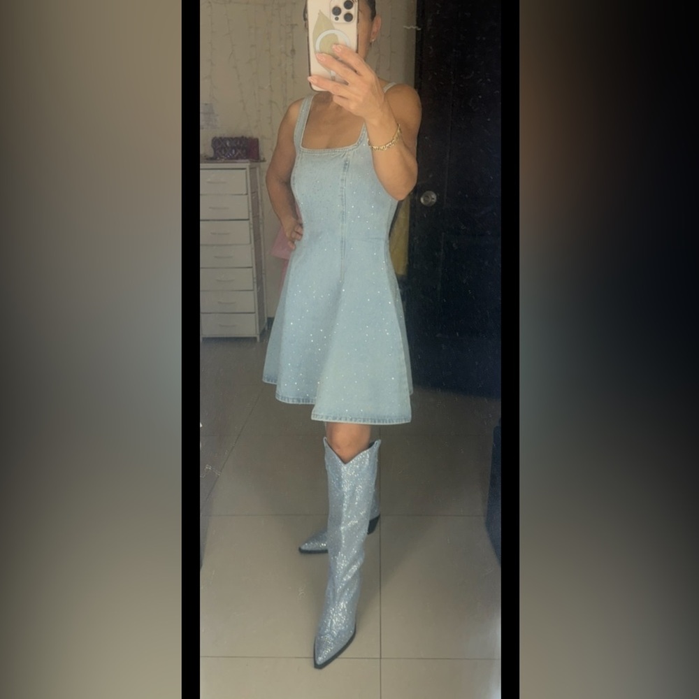 Chic Blue Heeled Boots for Women.